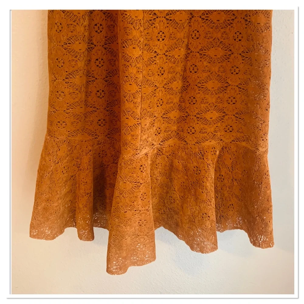 Anthropologie Maeve Amis Faux Suede Dress Terracotta Brown Size 2